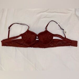 Red Brown Aerie Lace Balconette Bralette Brand New With Tag Size 34C